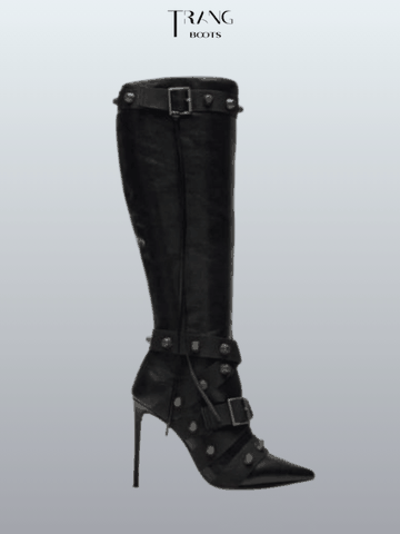 KNEE BOOTS MŨI NHỌN ĐÍNH HOẠ TIẾT CÁ TÍNH