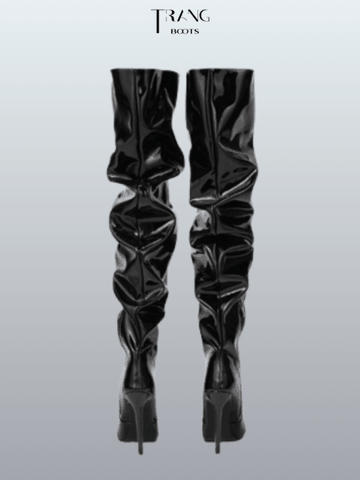 OVER KNEE BOOTS FORM NHÚN GÓT NHỌN ĐEN