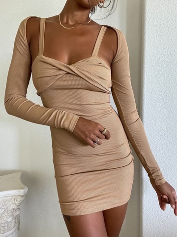 ĐẦM BODY XOẮN NGỰC KÈM ÁO HOODIE