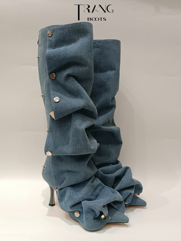 FANCY KNEE BOOTS PHOM NHÚN DENIM