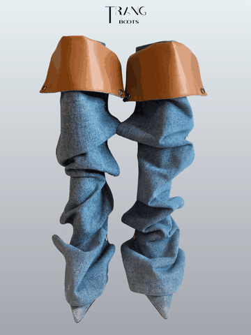 FANCY KNEE BOOTS PHOM NHÚN DENIM