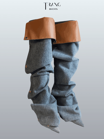 FANCY KNEE BOOTS PHOM NHÚN DENIM