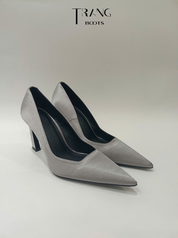 CHARLOTTE SATIN PUMPS - MOON SLIVER