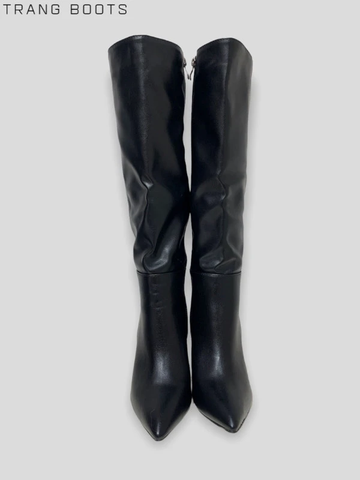 KNEE BOOTS DA MỜ MŨI NHỌN GÓT TRỤ