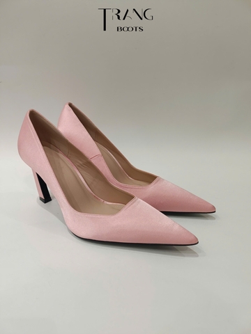 CHARLOTTE SATIN PUMPS - BLUSH ROSE