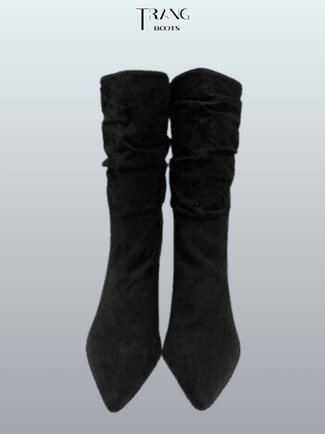 HIGHHEEL BOOTS GÓT NHỌN DA LỘN NINE WEST ĐEN