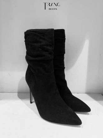 HIGHHEEL BOOTS GÓT NHỌN DA LỘN NINE WEST ĐEN