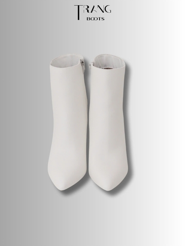 ANKLE BOOTS WHITE - BOOTS CỔ NGẮN GÓT TRỤ MÀU TRẮNG