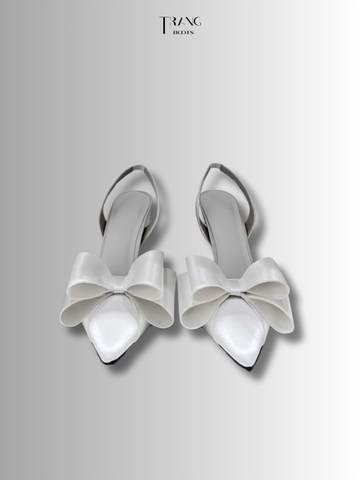 GIÀY CAO GÓT MŨI NHỌN PHỐI NƠ TRẮNG SANG TRỌNG GÓT 10CM LISA PHIÊN BẢN 3.0