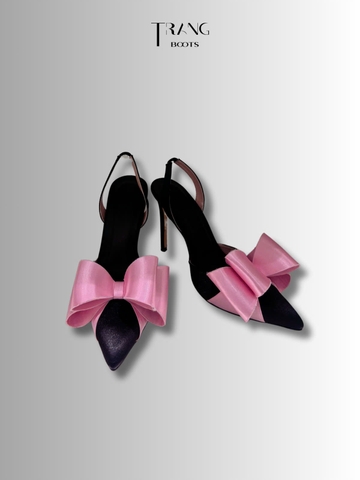 GIÀY CAO GÓT MŨI NHỌN PHỐI NƠ HỒNG SANG TRỌNG GÓT 10CM LISA PHIÊN BẢN 3.0