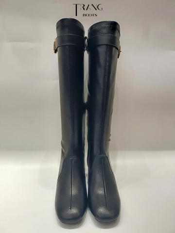 KNEE BOOTS MŨI VUÔNG CỔ KHÓA ĐAI