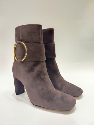 SARTO BY FRANCO SARTO FLEXA ELIA O-RING HARDWARE SUEDE DRESS BOOTIES - DARK TAUPE - ANKLE BOOTS KHÓA VÒNG NÂU