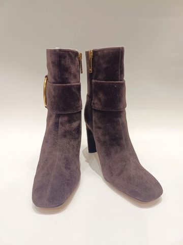 SARTO BY FRANCO SARTO FLEXA ELIA O-RING HARDWARE SUEDE DRESS BOOTIES - DARK TAUPE - ANKLE BOOTS KHÓA VÒNG NÂU