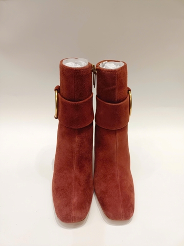SARTO BY FRANCO SARTO FLEXA ELIA O-RING HARDWARE SUEDE DRESS BOOTIES - BRICK RED- ANKLE BOOTS KHÓA VÒNG ĐỎ GẠCH