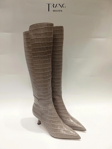 SAM EDELMAN TAYLIN LEATHER KNEE HIGH BOOTS - GREIGE- BOOTS CỔ CAO DA THẬT GÓT NHỌN 6CM