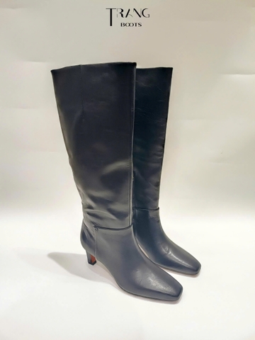 FRANCO SARCO TIMMY KNEE HIGH BOOTS - BLACK - BOOTS GỐI DA THẬT MŨI THON 6CM