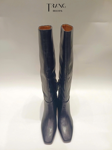 FRANCO SARCO TIMMY KNEE HIGH BOOTS - BLACK - BOOTS GỐI DA THẬT MŨI THON 6CM