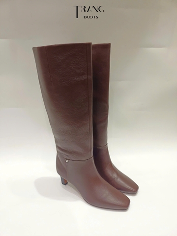 FRANCO SARCO TIMMY KNEE HIGH BOOTS - BROWN - BOOTS GỐI DA THẬT MŨI THON 6CM