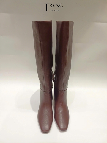 FRANCO SARCO TIMMY KNEE HIGH BOOTS - BROWN - BOOTS GỐI DA THẬT MŨI THON 6CM