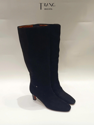 FRANCO SARCO TIMMY KNEE HIGH BOOTS - BLACK SUEDE - BOOTS GỐI DA THẬT MŨI THON 6CM