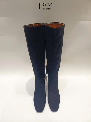 FRANCO SARCO TIMMY KNEE HIGH BOOTS - BLACK SUEDE - BOOTS GỐI DA THẬT MŨI THON 6CM