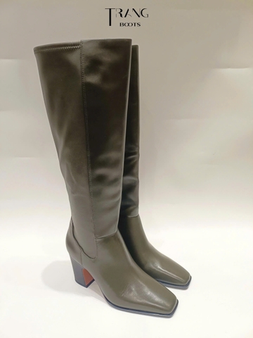 FRANCO SARTO JONIE WIDE CALF KNEE HIGH BOOTS - BOOTS GỐI MŨI VUÔNG GÓT TRỤ 8CM