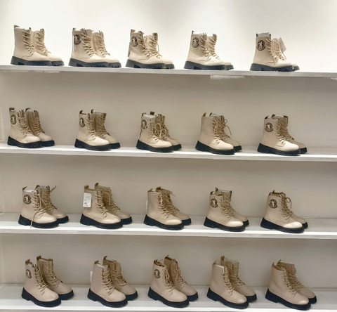 COMBAT BOOTS THẮT DÂY MÀU KEM