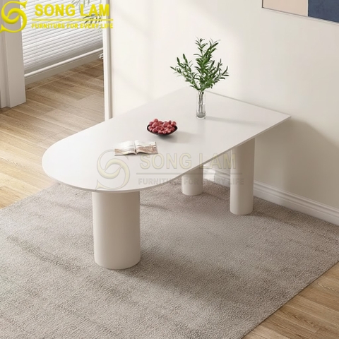 Bàn Ăn Pillar White Silk DT32