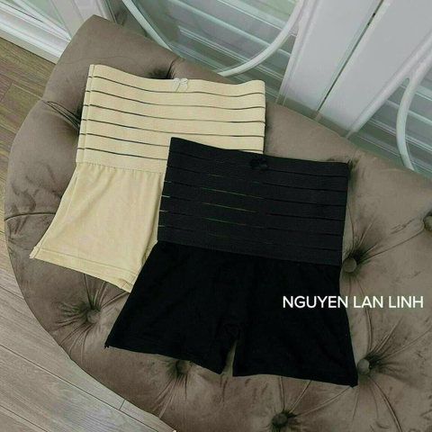 QUẦN GEN BỤNG DÁNG ĐÙI CẠP CAO KẺ NGANG