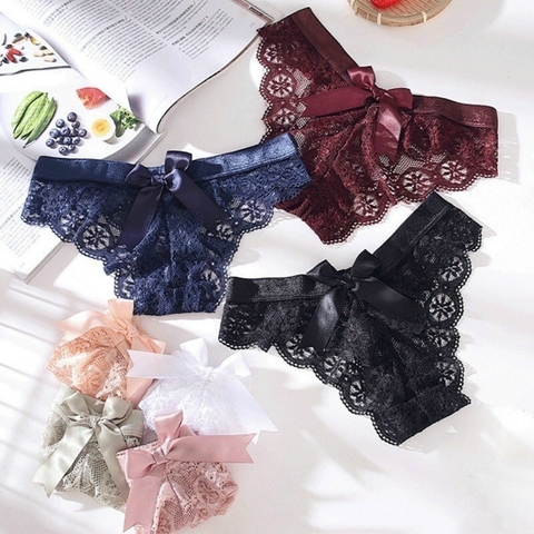 QUẦN LỌT KHE REN HOA TO NƠ TRƯỚC