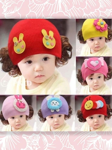 MŨ LEN TÓC GIẢ CHO BÉ YÊU