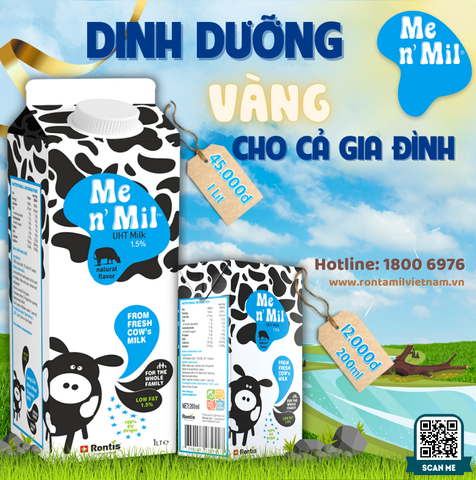Sữa tươi tiệt trùng Me n' Mil, nhập khẩu nguyên hộp từ Châu Âu