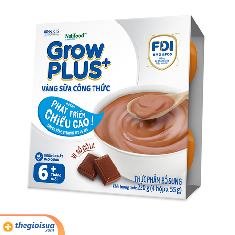 Váng sữa công thức sữa non GrowPLus+ vị Socola ( Bạc) Lốc 4x55g