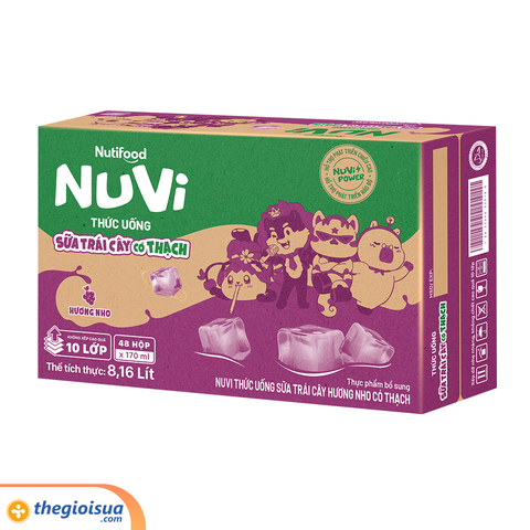 Sữa uống trái cây Nuvi Nho có thạch hộp 170ml