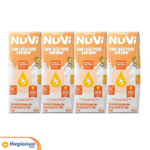 Sữa Tươi Lên Men Tiệt Trùng NUVI Vị Cam 4x170ml