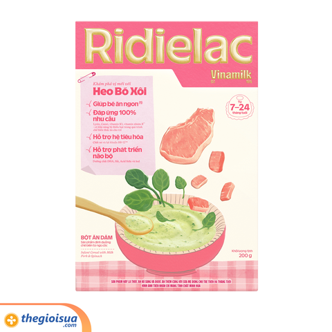 Bột ăn dặm Ridielac Gold Heo bó xôi hộp giấy 200g