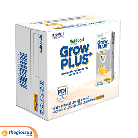 Sữa Pha Sẵn GrowPlus+ Vị chuối sữa Hộp 180ml