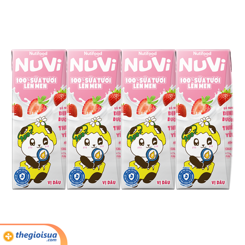 Sữa Tươi Lên Men Tiệt Trùng NUVI Vị Dâu 4x170ml
