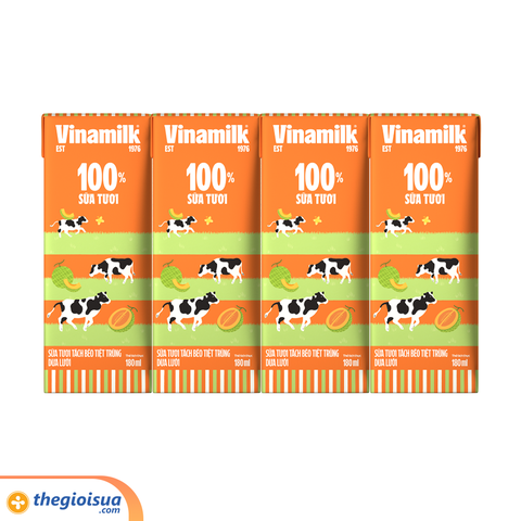Sữa tươi Vinamilk tiệt trùng tách béo vị Dưa Lưới 180ml