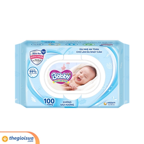 Khăn ướt Bobby Care 100 tờ không mùi