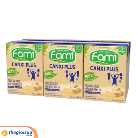 Sữa đậu nành Fami Canxi Plus lốc 6x200ml - thùng 6 lốc