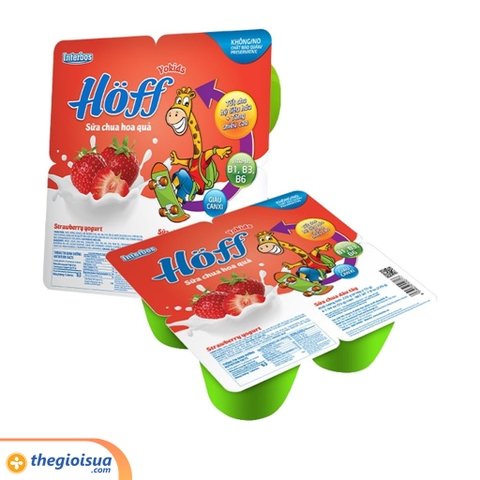 Sữa chua Hoff Yokids vị Dâu tây 4 hộp x 55g