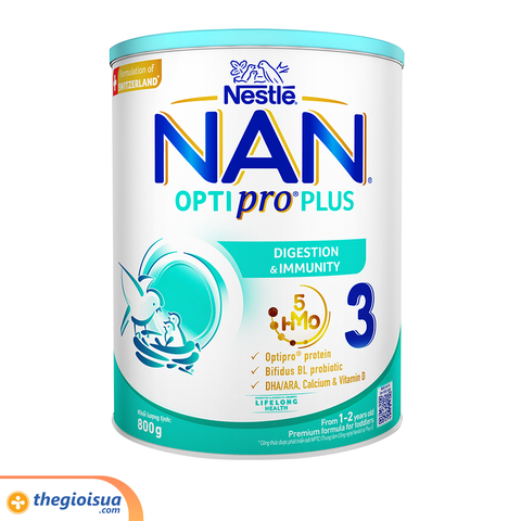 Sữa bột Nan Optipro Plus 3 800g mẫu mới