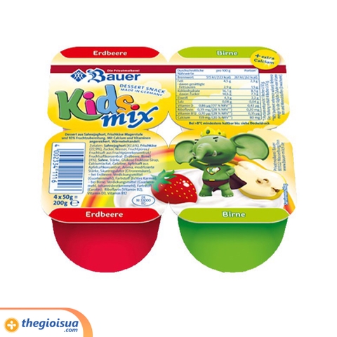 Sữa chua hoa quả Kids Mix vị dâu chuối vỉ 4 hộp