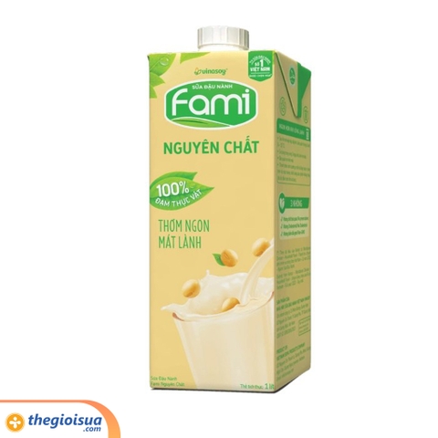 Sữa đậu nành Fami nguyên chất có đường 1L - thùng 10 hộp