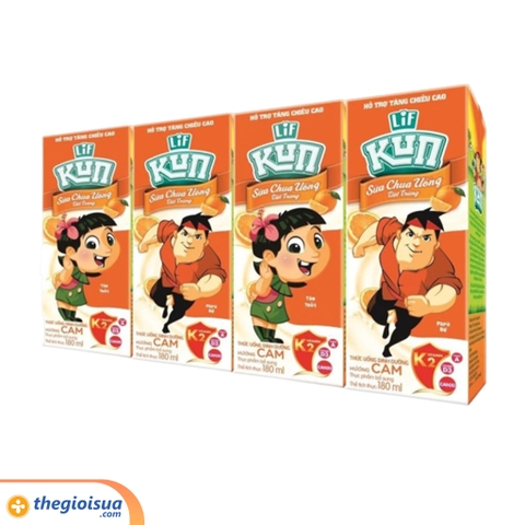 Sữa chua uống tiệt trùng Lif Kun hương Cam 180ml