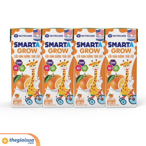 Sữa dinh dưỡng trái cây Smarta Grow hương cam 4x180ml