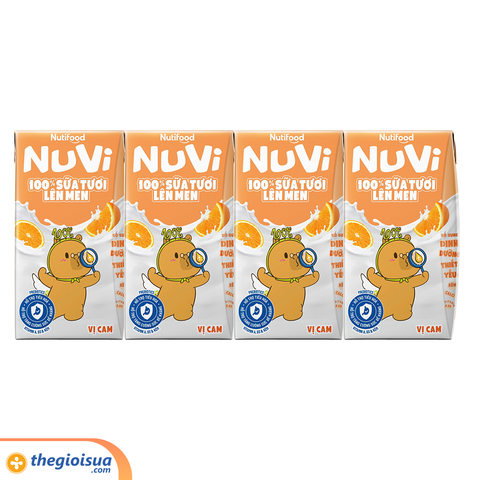 Sữa Tươi Lên Men Tiệt Trùng NUVI Vị Cam 4x100ml