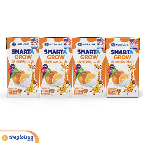 Sữa dinh dưỡng trái cây Smarta Grow hương cam 4x110ml