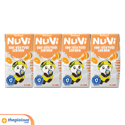 Sữa Tươi Lên Men Tiệt Trùng NUVI Vị Cam 4x100ml